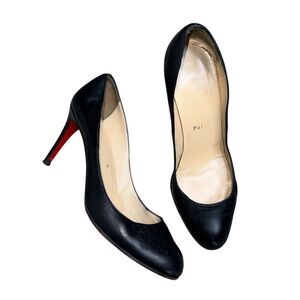 Christian Louboutin Black Leather Heels red bottom size 39